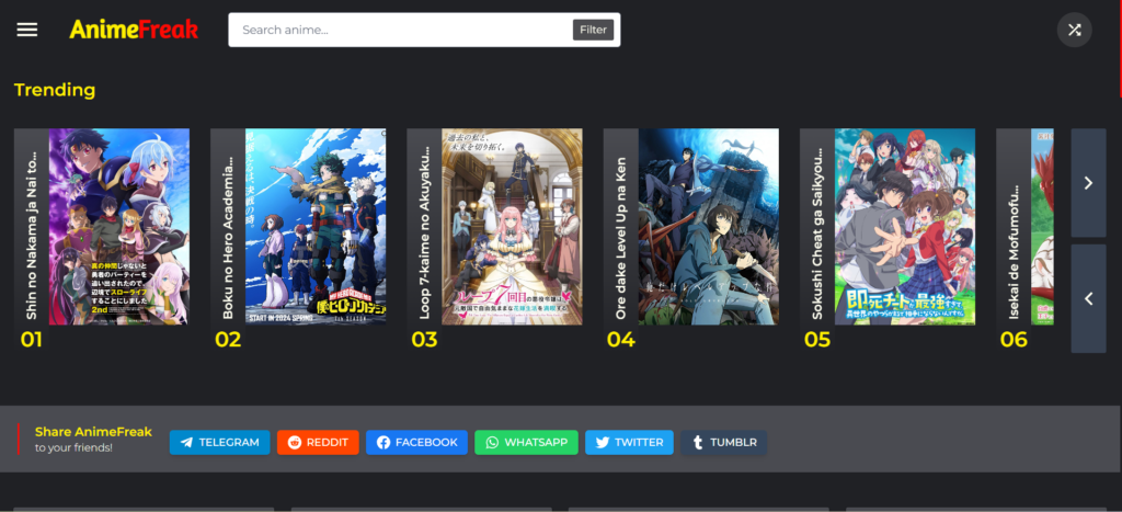 Anime Freak: An excellent 9anime alternative for diversity and selection | 17 Best 9Anime Alternatives to Stream Anime Free in 2025