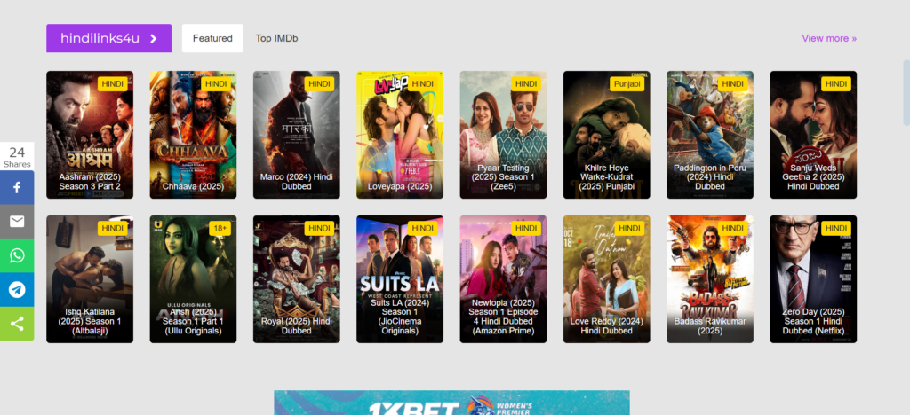 Hindilinks4U: Good FMovies alternative for Bollywood fans | 13 Best FMovies Alternatives for Free Streaming (2025)
