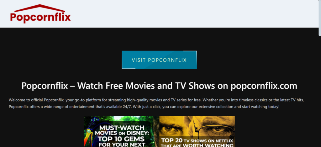 PopcornFlix: Free, legal streaming with a strong movie and TV show selection | 19 Best Soap2day Alternatives to Watch Free Movies in 2025