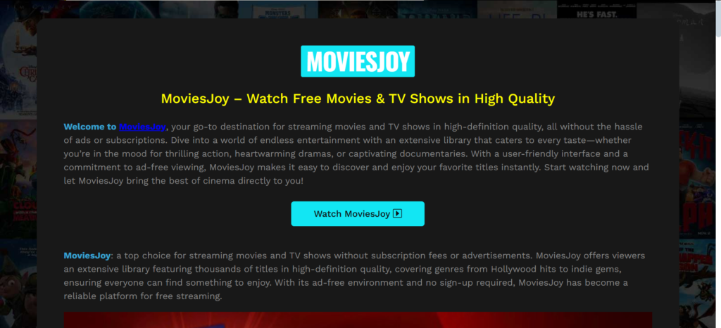 MoviesJoy: An ad-free alternative to Putlocker for movies & TV.
