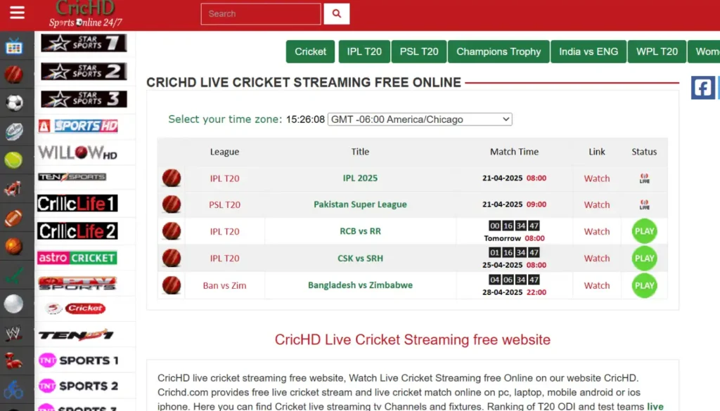 CricHD | The 17 Best Stream2Watch Alternatives in 2025 (Free & Safe)