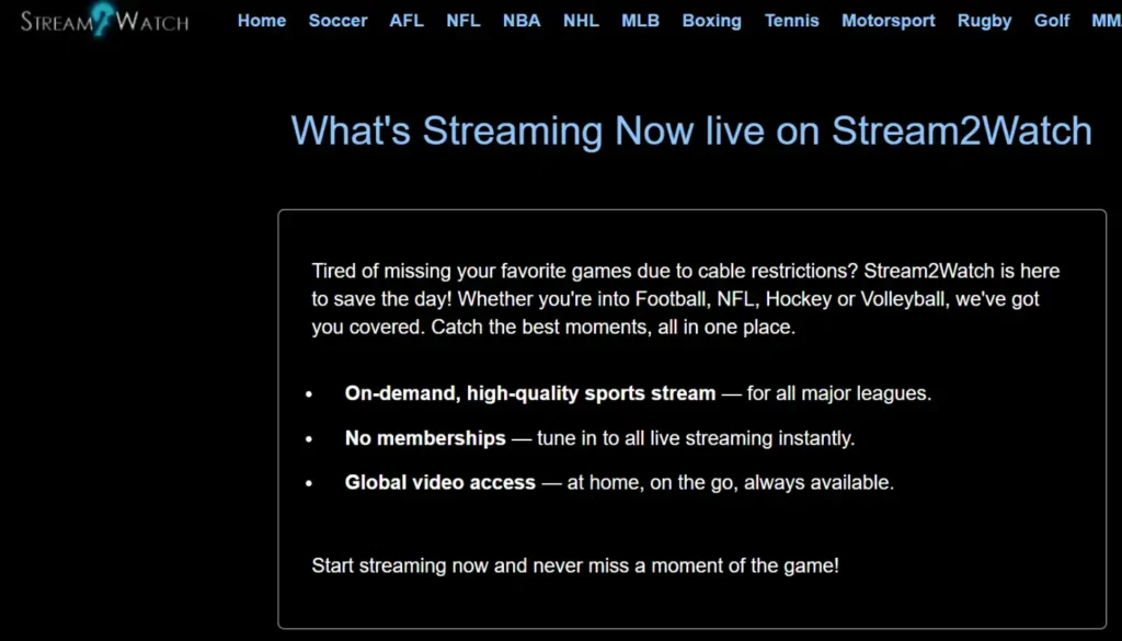 Stream2Watch | 15 Best BuffStream Alternatives in 2025 (Free & Safe Sites)