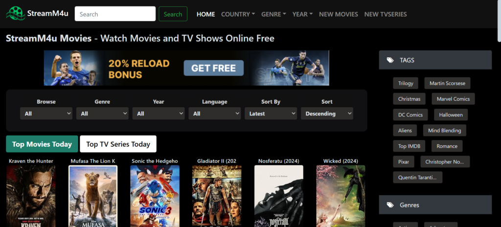 StreamM4u: Movie website with ad-free streaming | 36 Best Free Movie Streaming Sites to Watch in 2025