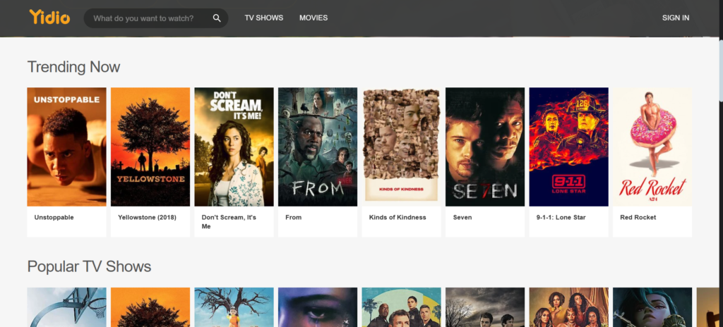 Yidio: A streaming site distributor | 36 Best Free Movie Streaming Sites to Watch in 2025